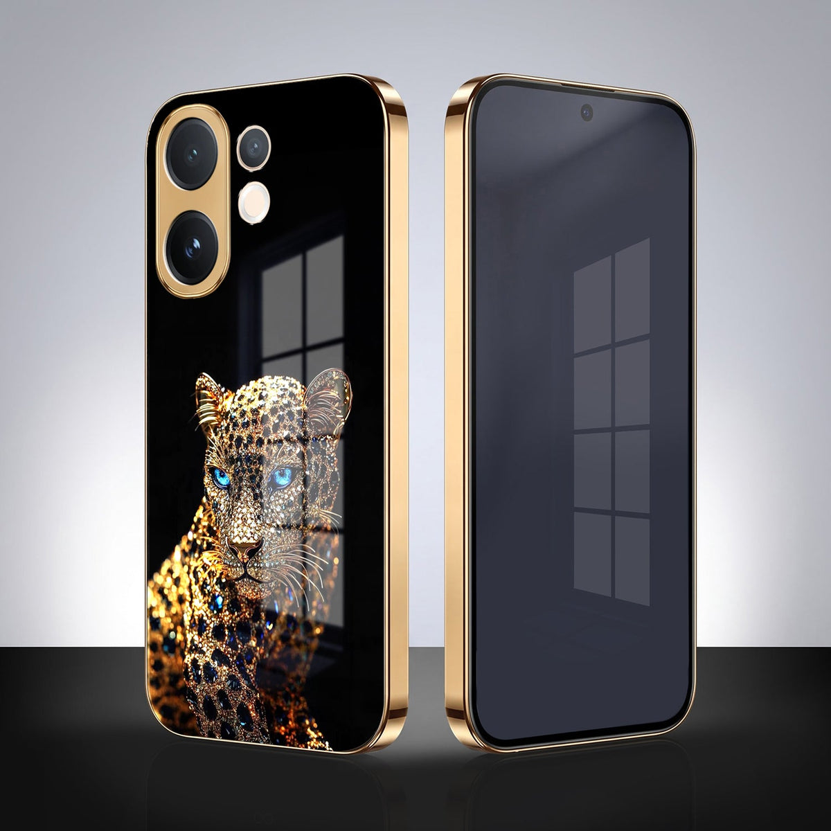 Vivo V60e 5G Panther Gold Electroplated Glass Phone Back Case