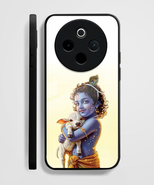Vivo T4 5G Premium Acrylic Shockproof Glass Back Case (Cute Krishna)