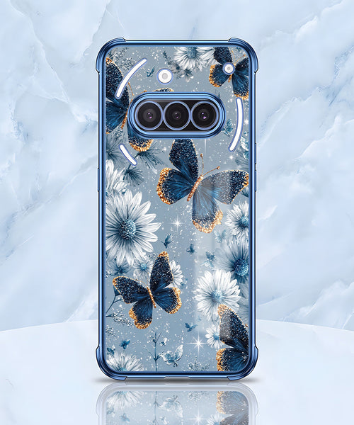 Nothing Phone 3a 5G Blue Butterfly Floral Airbags Printed Back Case