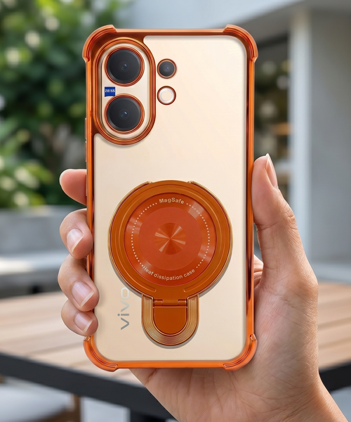 Vivo V60 5G Invincible Bracket Ring Stand Airbag Cosmic Orange Case