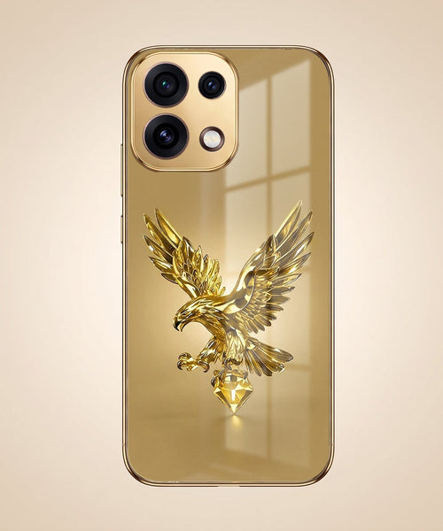 Oppo Reno 16C 5G Golden Eagle Gold Electroplated Glass Phone Back Case