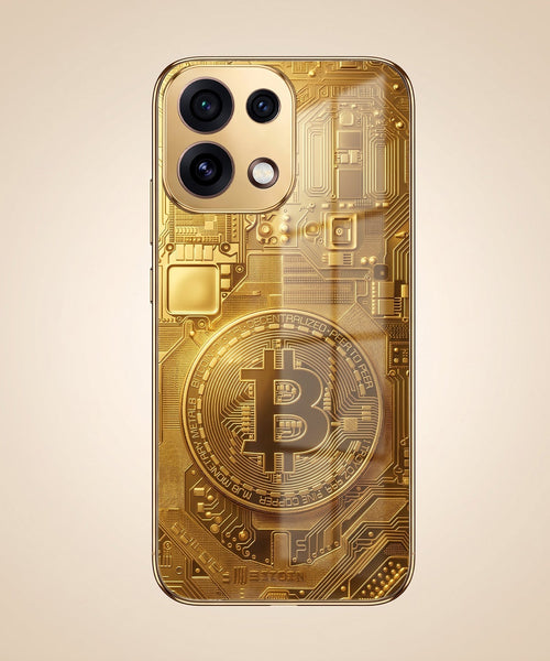 Oppo Reno 16C 5G Bitcoin Gold Electroplated Glass Phone Back Case