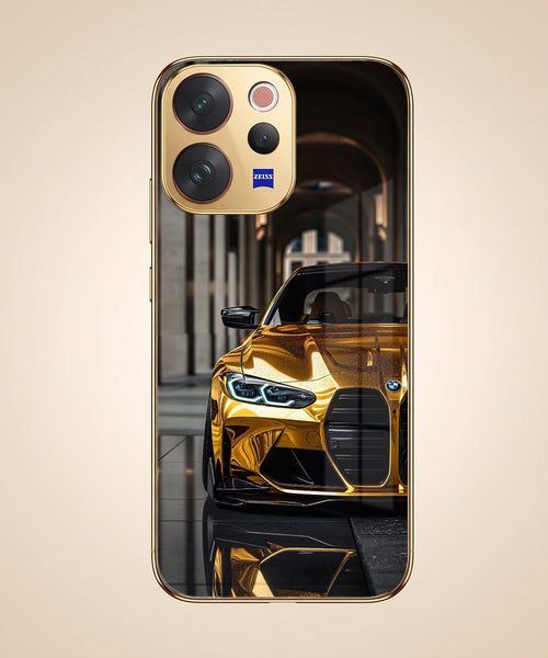 Vivo V70 5G Golden BMW Gold Electroplated Glass Phone Back Case