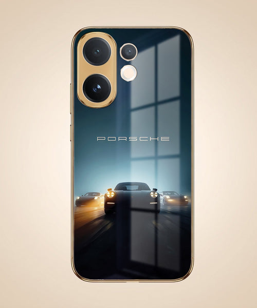 Vivo T4 Pro 5G Porsche Luxury Gold Electroplated Glass Phone Back Case