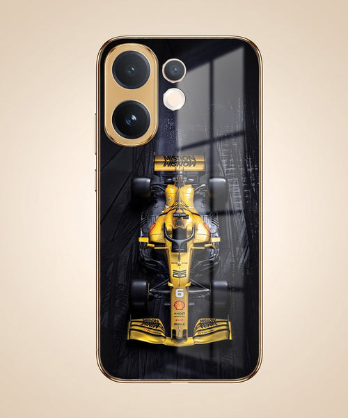 Vivo T4 Pro 5G F1 Racing Car Gold Electroplated Glass Phone Back Case