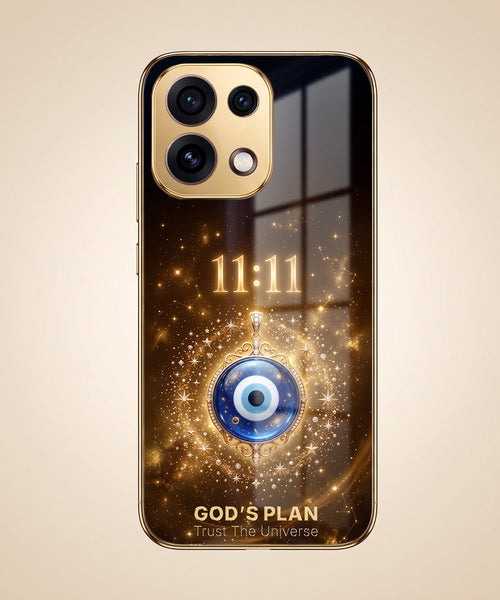 Oppo Reno 16C 5G God’s Plan Evil Eye Gold Electroplated Glass Phone Back Case