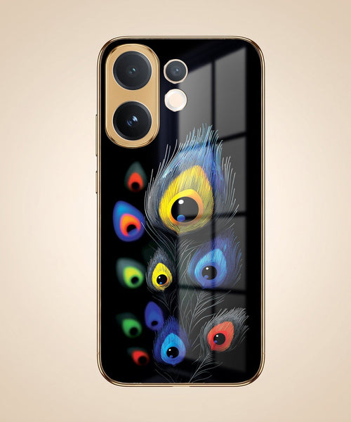 Vivo T4 Pro 5G Multi-Feather Peacock Gold Electroplated Glass Phone Back Case