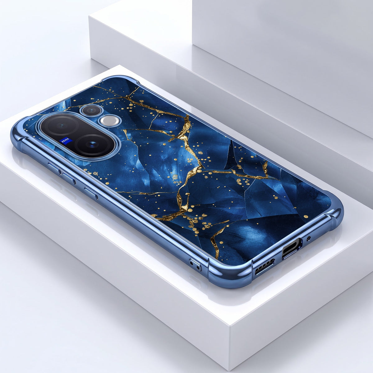 Vivo V60 5G Blue Crimson Marble Airbags Printed Back Case