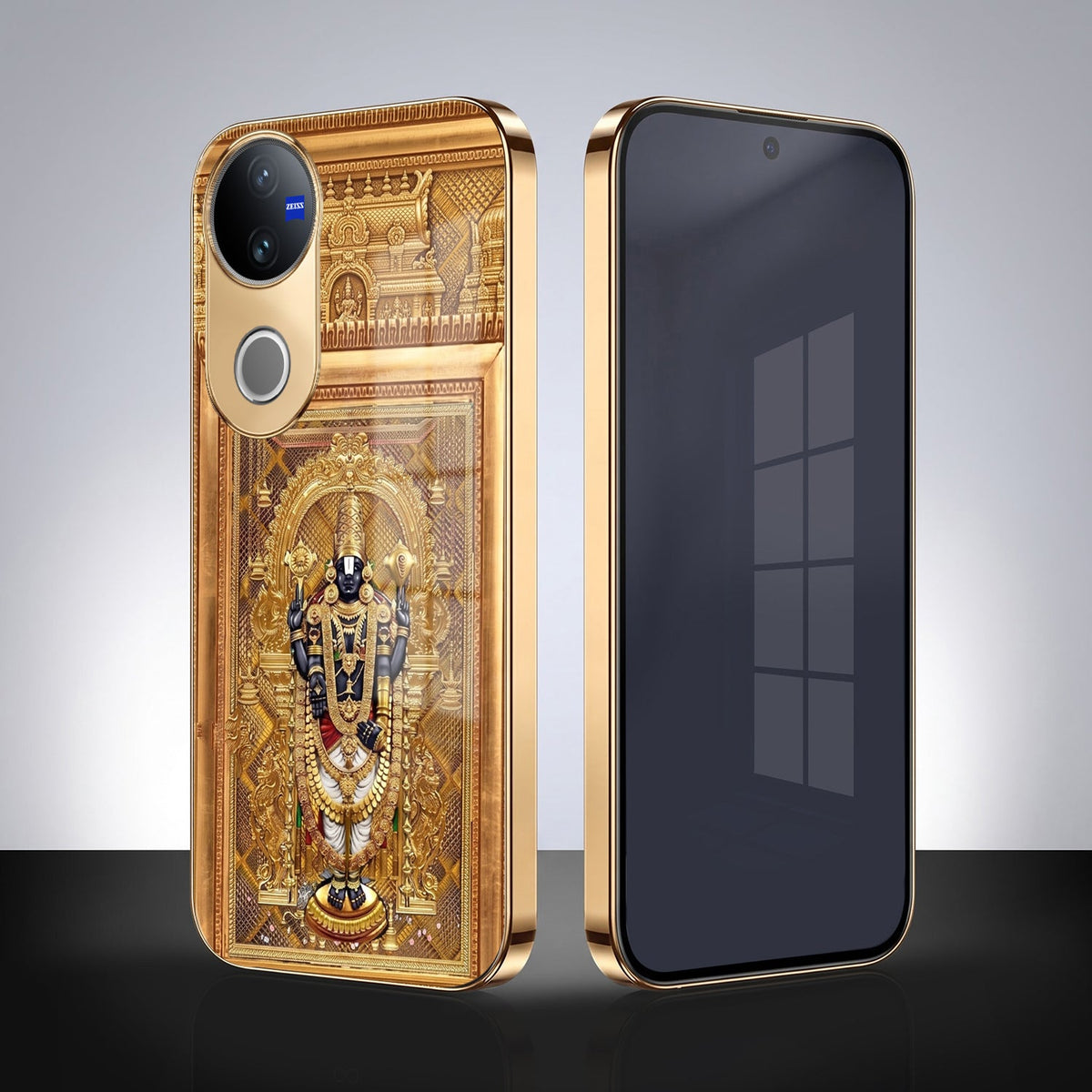 Vivo V50 5G Premium Heritage Gold Electroplated Glass Phone Back Case
