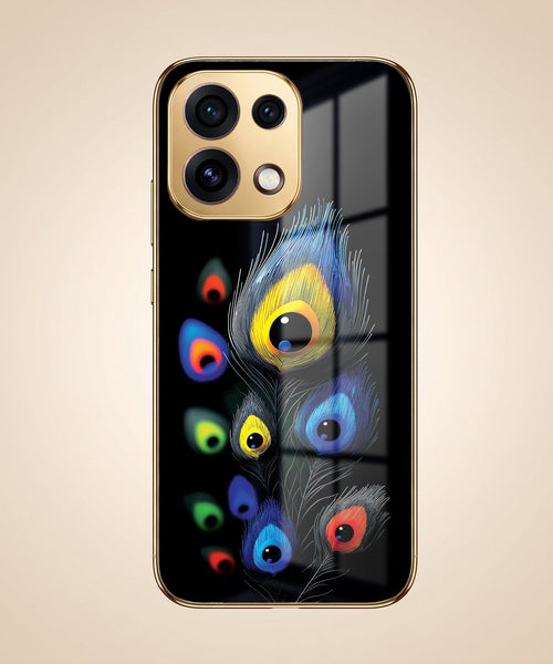 Oppo Reno 16C 5G Multi-Feather Peacock Gold Electroplated Glass Phone Back Case