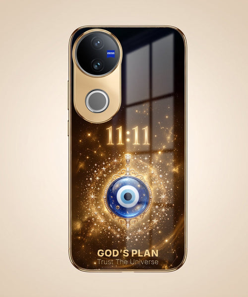 Vivo T4R 5G God’s Plan Evil Eye Gold Electroplated Glass Phone Back Case