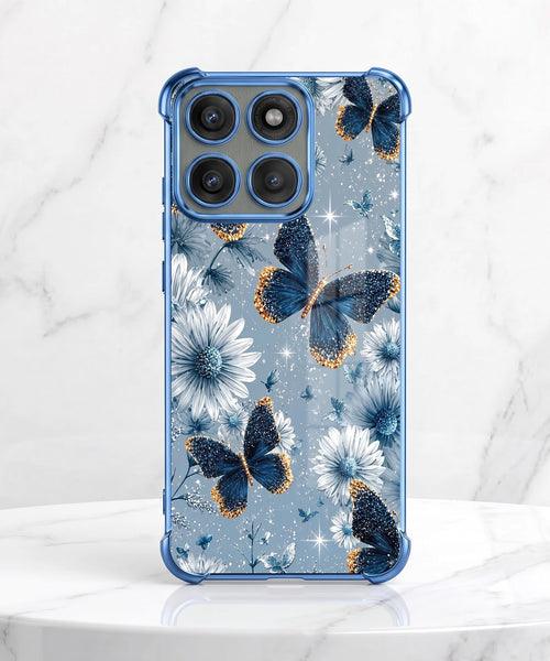 Motorola Edge 60 Pro 5G Blue Butterfly Floral Airbags Printed Back Case