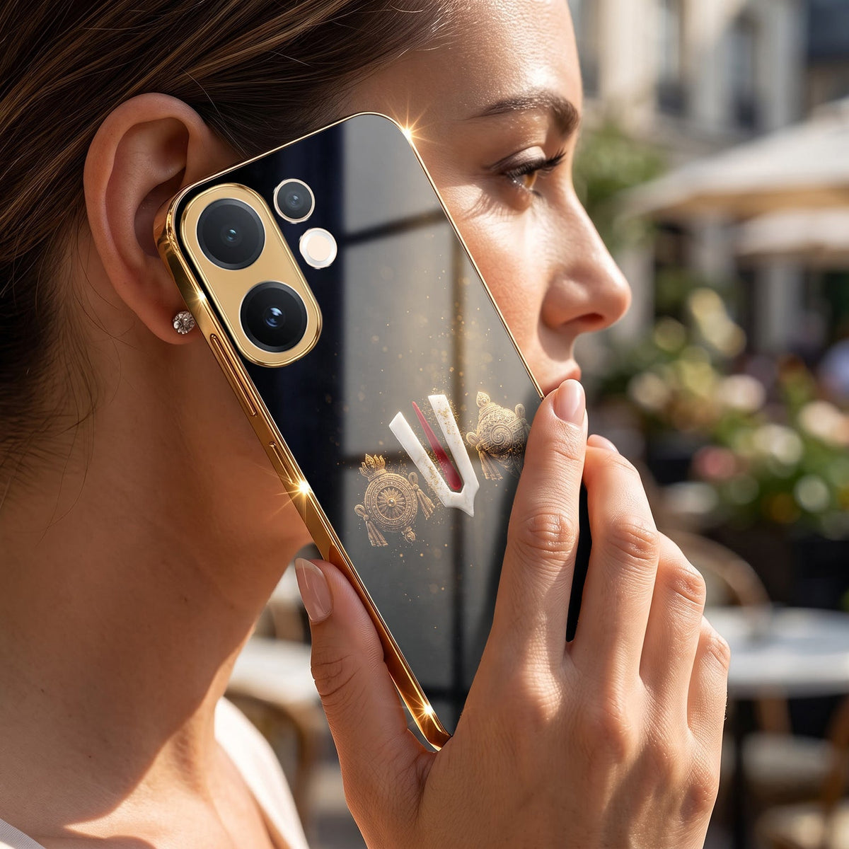 Vivo V60e 5G Royal Heritage Edition Gold Electroplated Glass Phone Back Case