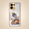 Oppo Reno 16C 5G Bal Krishna Blessings Gold Electroplated Glass Phone Back Case