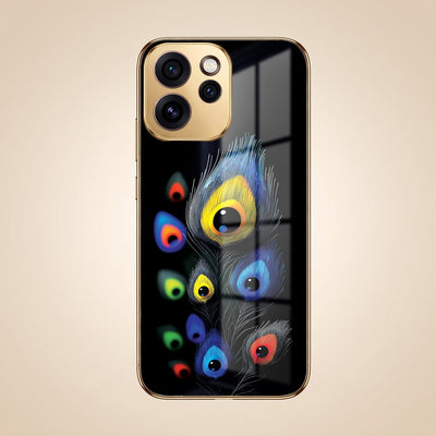 Oppo Reno 15 Pro Mini 5G Multi-Feather Peacock Gold Electroplated Glass Phone Back Case