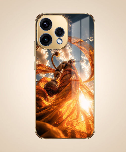 Oppo Reno 15 5G Divine Hanuman Gold Electroplated Glass Phone Back Case