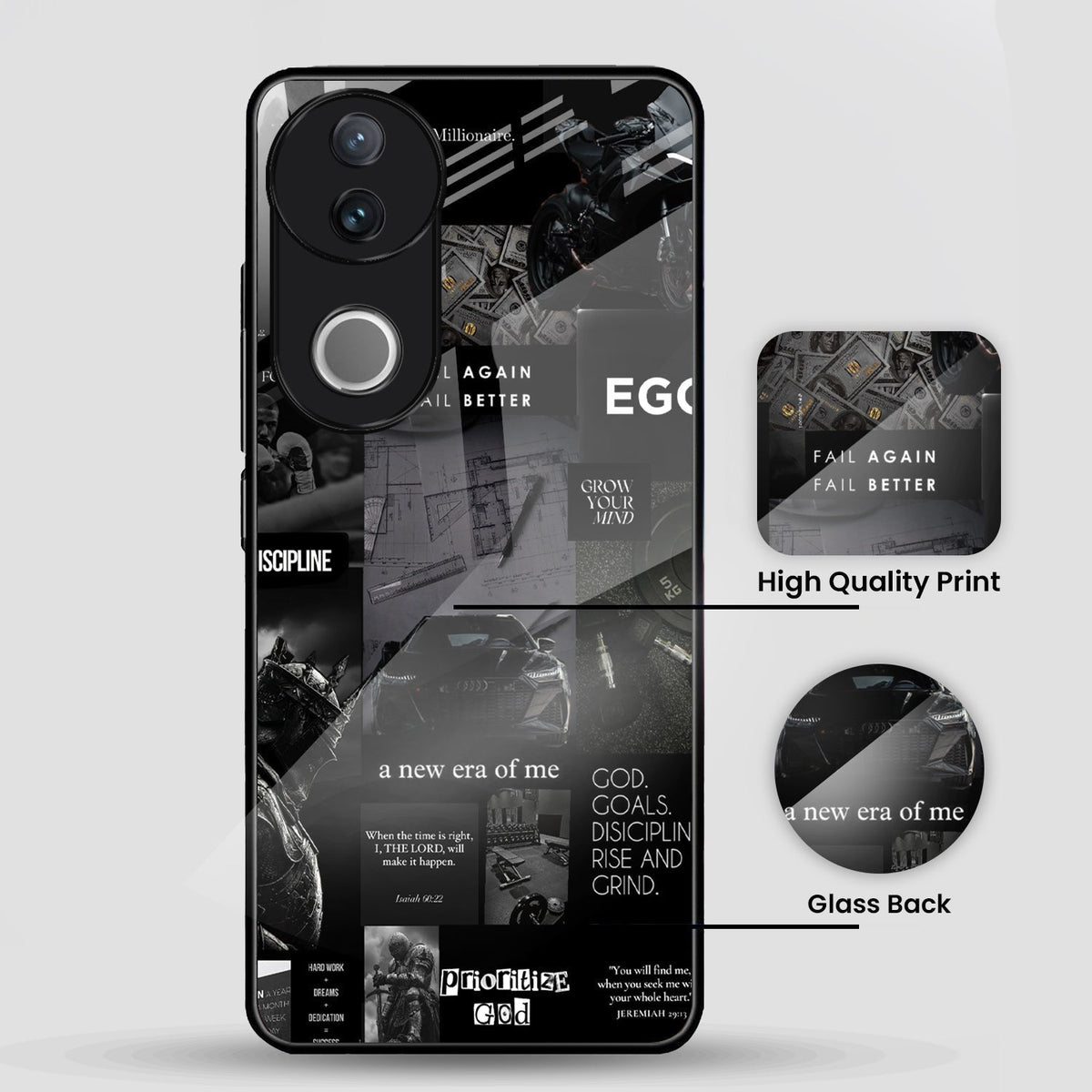 Vivo V50 5G Premium Acrylic Shockproof Glass Back Case (New Era)