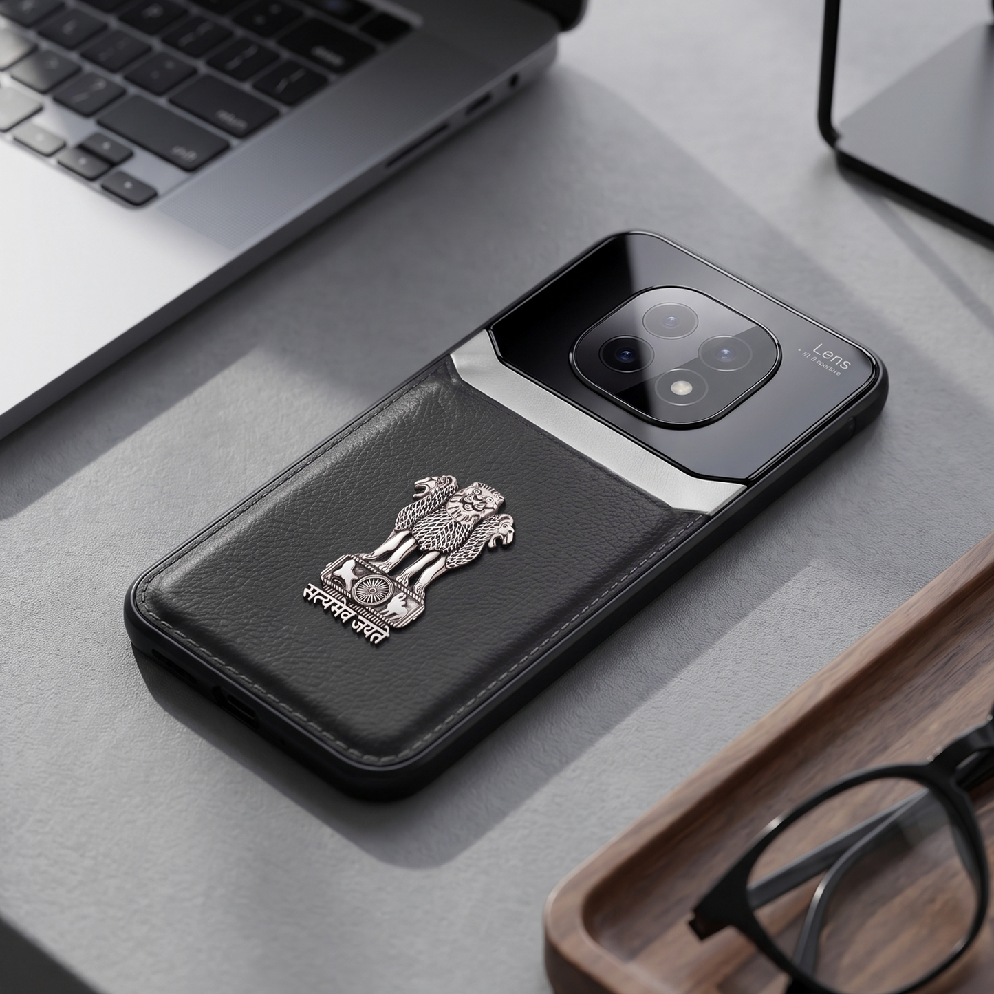 Oppo F29 Pro 5G Satyamev Jayate 3D Metal Leather Back Case