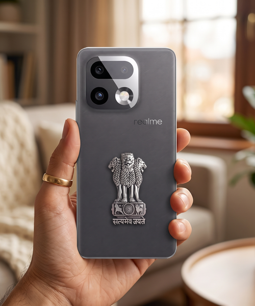 Realme 16 Pro+ 5G Compatible Satyamev Jayate 3D Metal Emblem Sticker