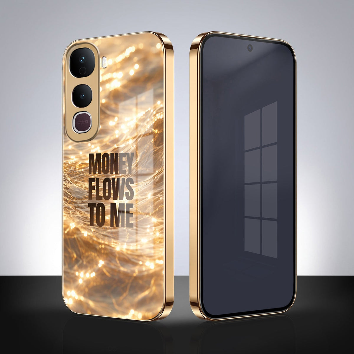 Vivo Y400 Pro 5G Money Flows To Me Gold Electroplated Glass Phone Back Case