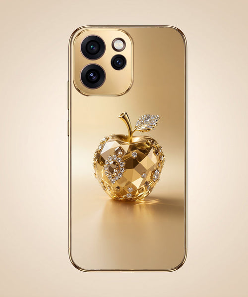 Oppo Reno 15 Pro Mini 5G Golden Apple Gold Electroplated Glass Phone Back Case