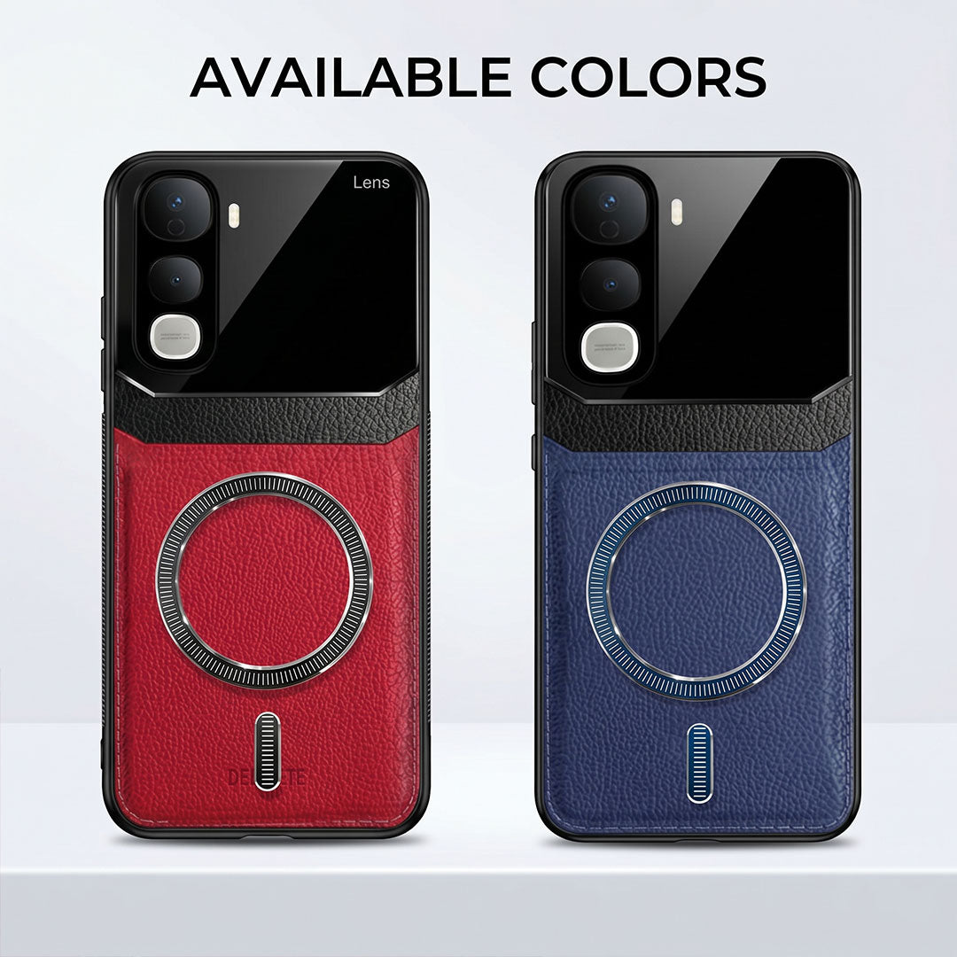 Vivo Y400 Pro 5G Premium Magsafe Magnetic Leather Lens Protective Case