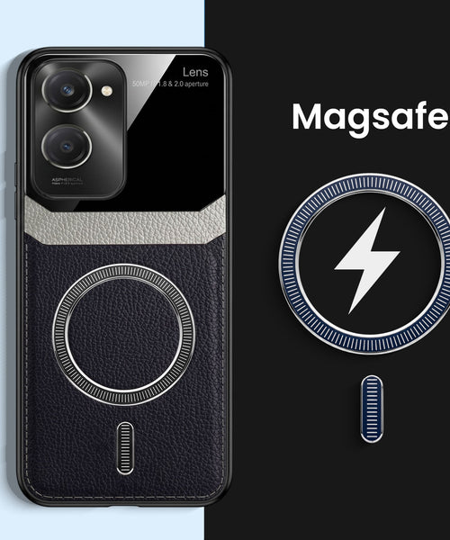 Vivo Y28s 5G Premium Magsafe Magnetic Leather Lens Protective Case