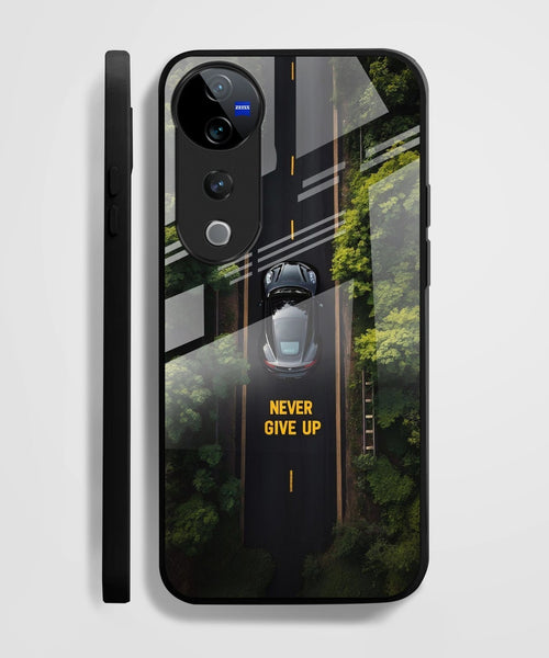 Vivo V40 Pro 5G Premium Acrylic Shockproof Glass Back Case (Road Never Give up)