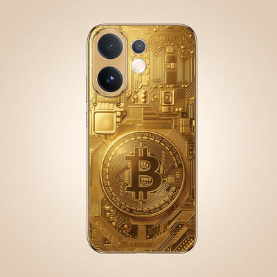 Vivo V60 5G Bitcoin Gold Electroplated Glass Phone Back Case