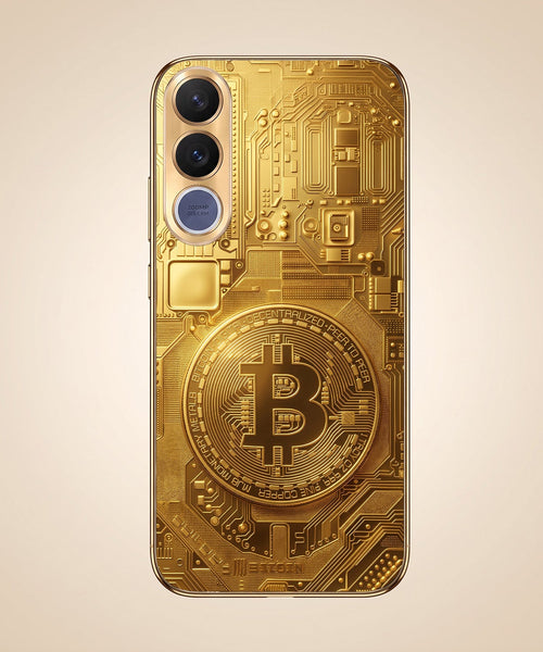 Vivo V70 FE 5G Bitcoin Gold Electroplated Glass Phone Back Case
