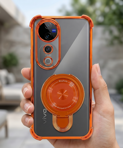 Vivo V40 Pro 5G Invincible Bracket Ring Stand Airbag Cosmic Orange Case