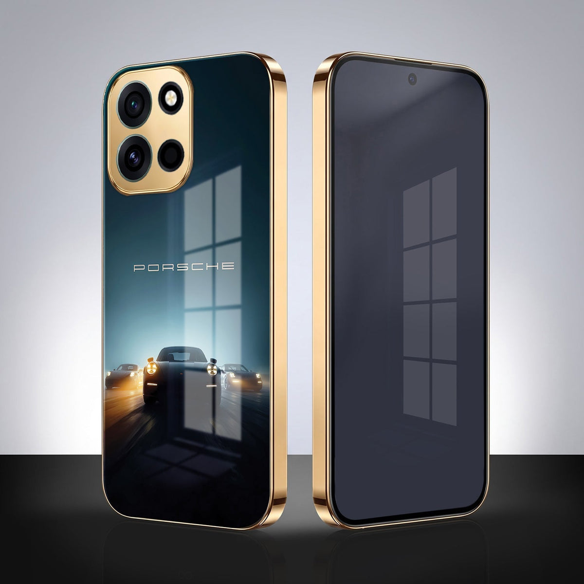 OnePlus Nord 6 5G Porsche Luxury Gold Electroplated Glass Phone Back Case