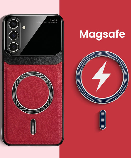 Samsung Galaxy M56 5G Premium Magsafe Magnetic Leather Lens Protective Case