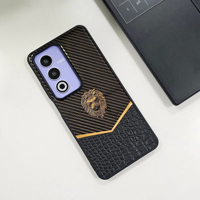 Oppo A3 Pro 5G Luxury Lion Pattern Leather And Liquid SiliconeΒ Case