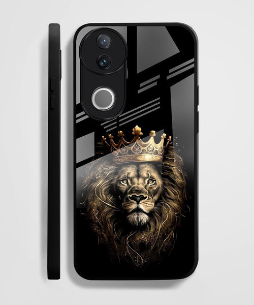 Vivo V50 5G Premium Acrylic Shockproof Glass Back Case (Crowned Lion)