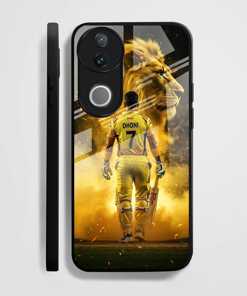 Vivo V50 5G Premium Acrylic Shockproof Glass Back Case (Dhoni)