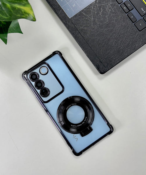 Vivo V27 5G Original Luxury Magnifier Ring Stand Shockproof Airbags Corner Case
