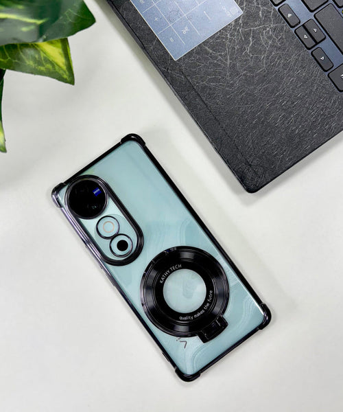 Vivo V40 5G Original Luxury Magnifier Ring Stand Shockproof Airbags Corner Case