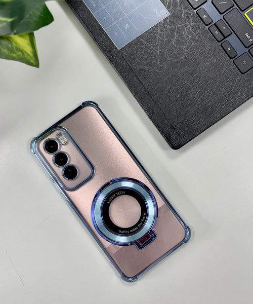 Oppo Reno12 Pro 5G Original Luxury Magnifier Ring Stand Shockproof Airbags Corner Case
