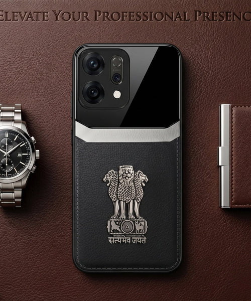 Oppo Reno 14 5G Satyamev Jayate 3D Metal Leather Back Case