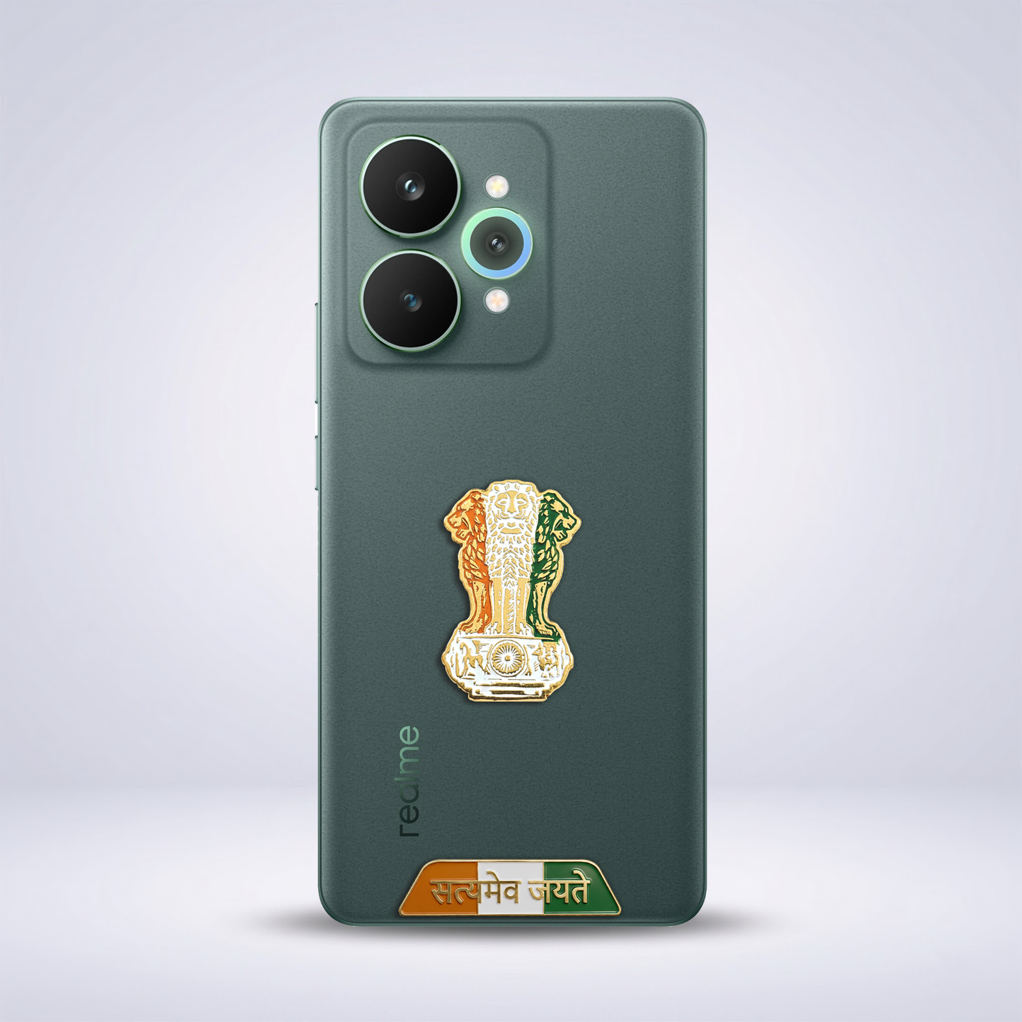 Realme 15 5G Compatible Satyamev Jayate 3D Metal Emblem Sticker