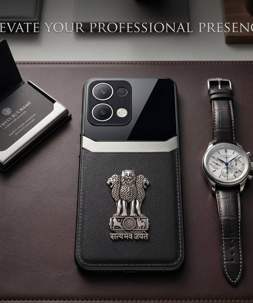 Oppo Reno 13 5G Satyamev Jayate 3D Metal Leather Back Case