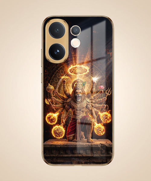 Vivo T4 Pro 5G Lord Narasimha Gold Electroplated Glass Phone Back Case