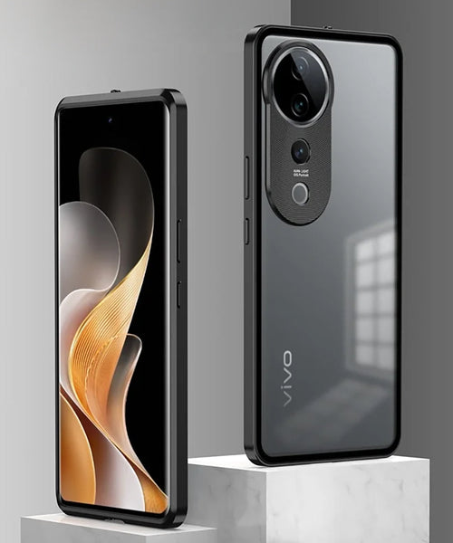 Vivo V40 Pro 5G Aluminium Metal Bumper Shield Transparent Back Case