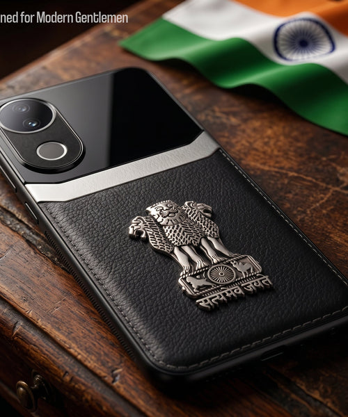 Vivo V50 5G Satyamev Jayate 3D Metal Leather Back Case