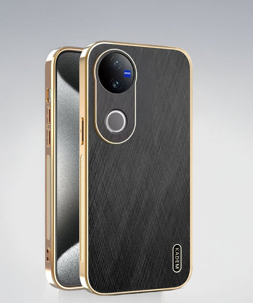 Vivo V50 5G Premium Electroplated Frame Gold Thread Pattern Soft Case