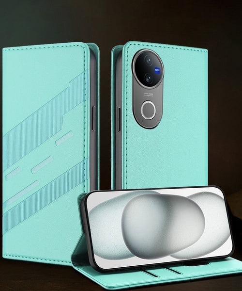 Vivo V50 5G Magnetic Embossed Multi-Functional Wallet Retro PU Leather Flip Case