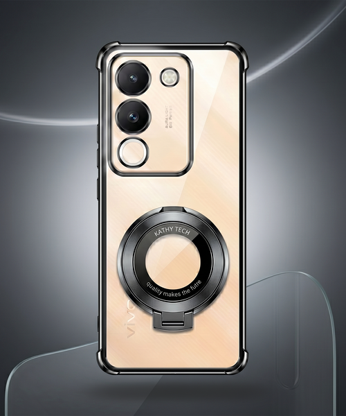Vivo Y200 5G Original Luxury Magnifier Ring Stand Shockproof Airbags Corner Case