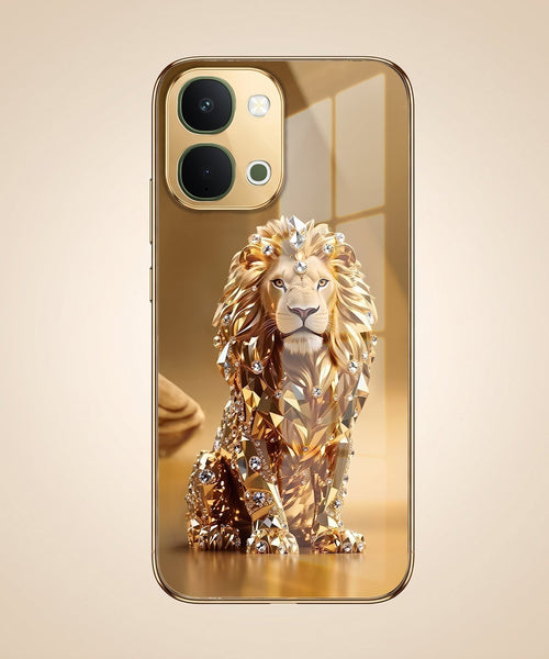 Vivo Y51 Pro 5G Luxury Lion Gold Electroplated Glass Phone Back Case