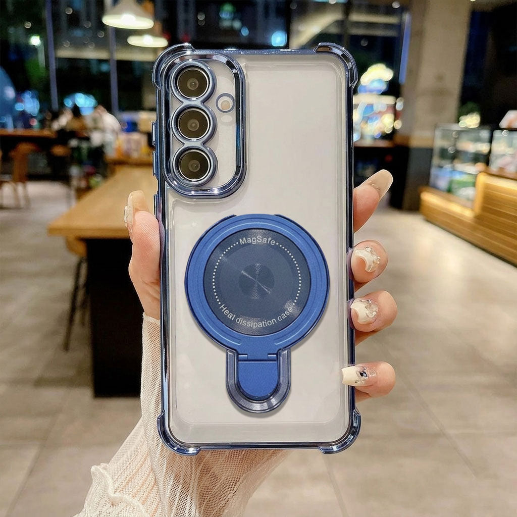 Samsung Galaxy M56 5G Luxury Four Corner Invincible Bracket Ring Stand Case